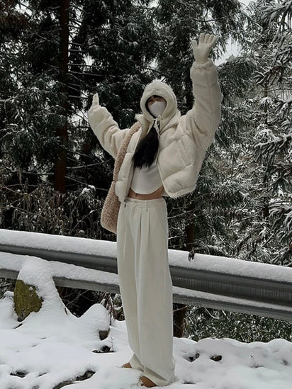 Lamb Wool Short Down Jacket Warm Padded Jacket