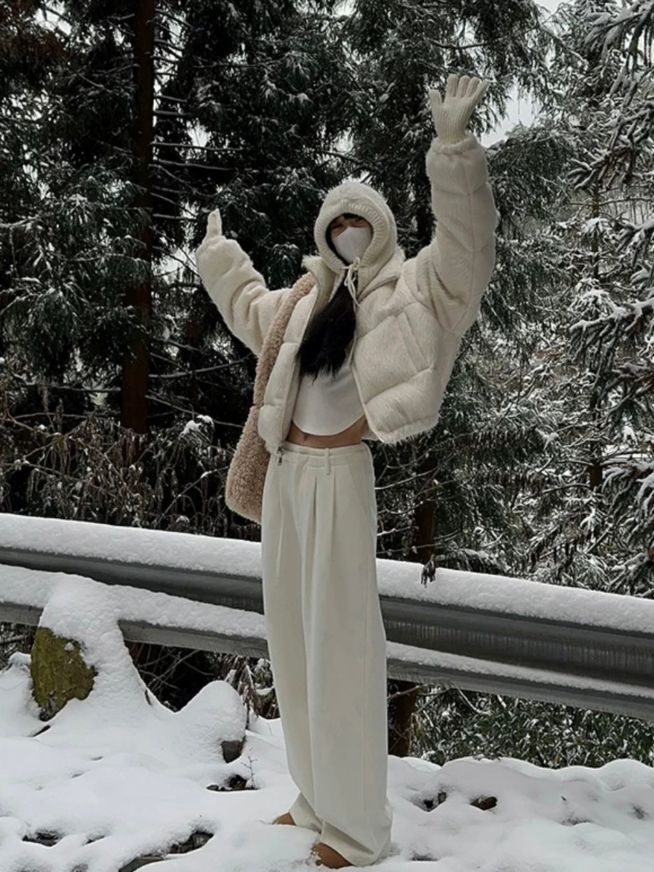 Lamb Wool Short Down Jacket Warm Padded Jacket