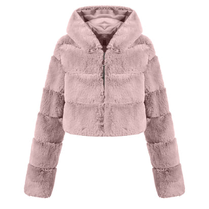 Solid Color Faux Fur Coat Jacket