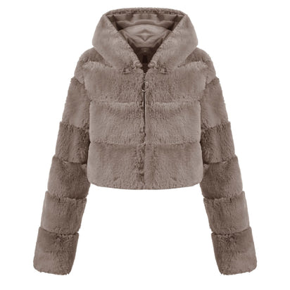 Solid Color Faux Fur Coat Jacket