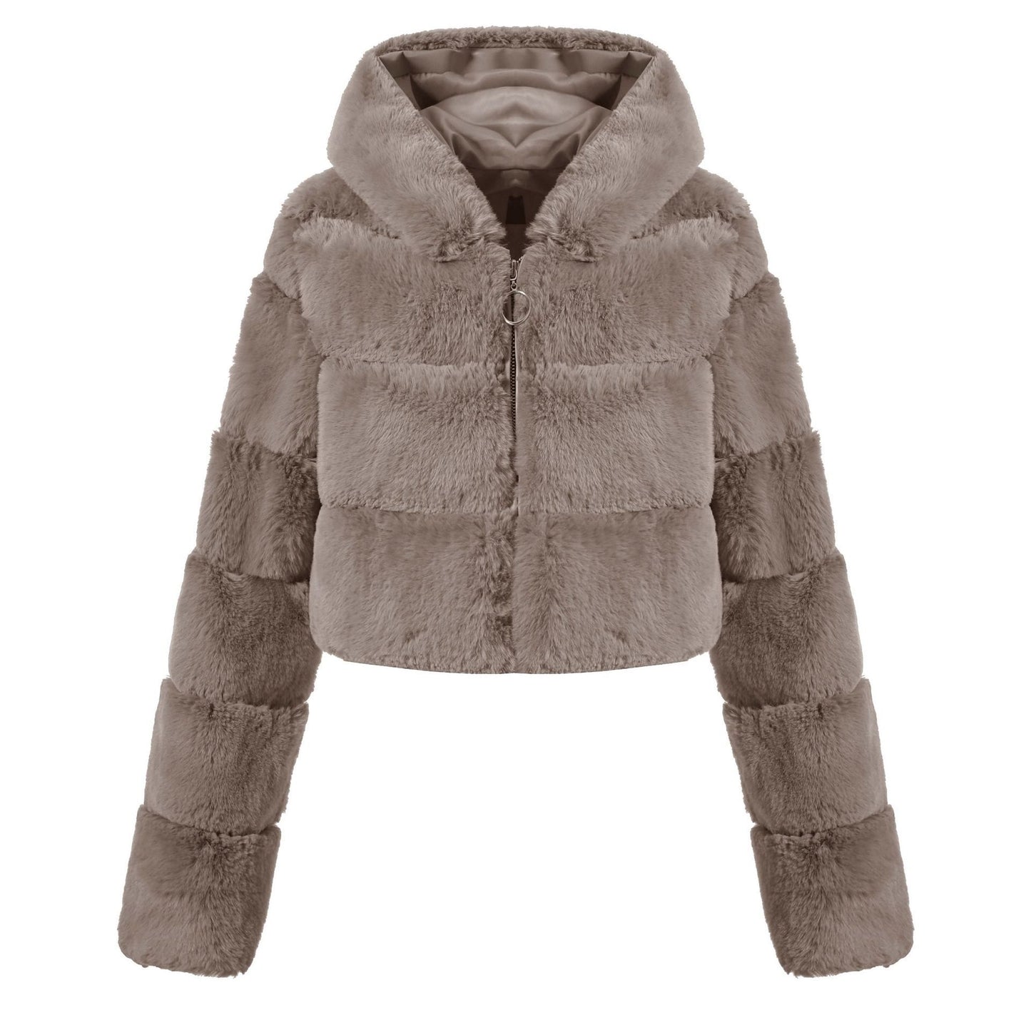 Solid Color Faux Fur Coat Jacket
