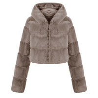 Solid Color Faux Fur Coat Jacket