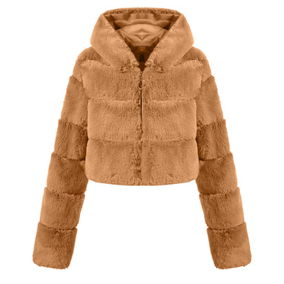 Solid Color Faux Fur Coat Jacket