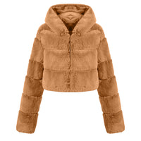 Solid Color Faux Fur Coat Jacket
