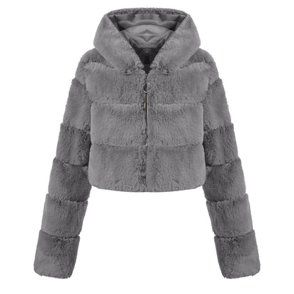 Solid Color Faux Fur Coat Jacket