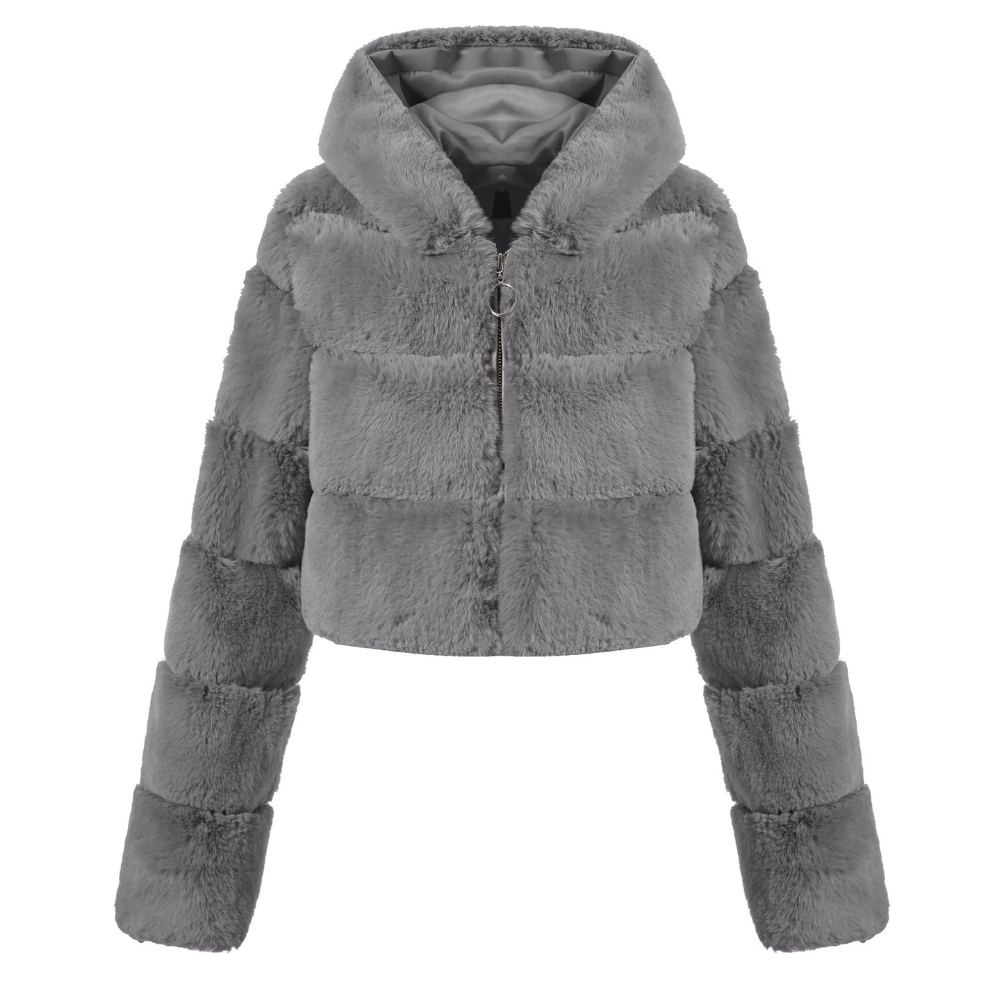 Solid Color Faux Fur Coat Jacket