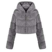 Solid Color Faux Fur Coat Jacket